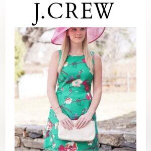 J. Crew 100% Cotton -Green-Pink Floral Midi Dress